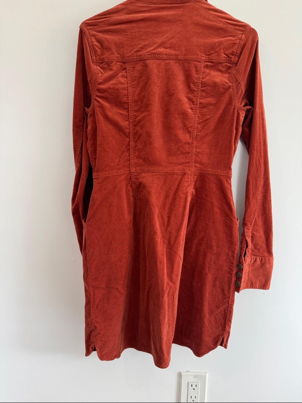 Free People Burnt Orange Corduroy Button-Front Dress - Picture 6 of 6